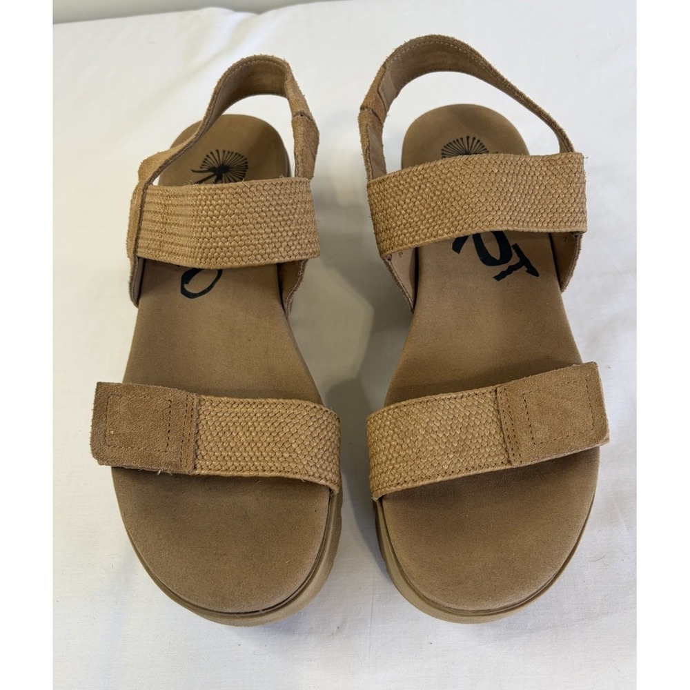 OTBT Sandals Womens 9M Brown Leather‎ Strappy Platform Espadrilles Wedge Heel